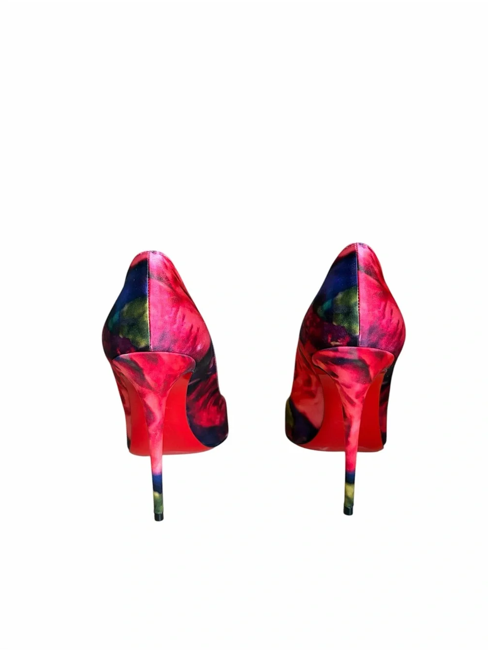 Christian Louboutin Kate 100mm crepe rose print heels